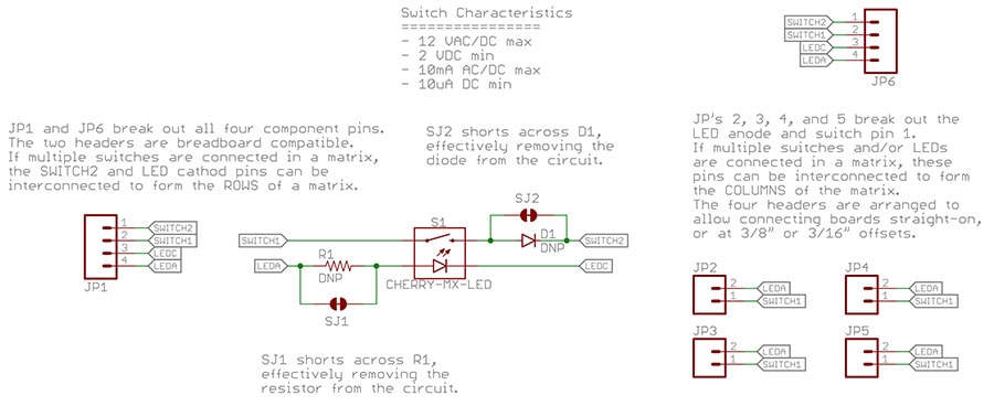 Cherry MX Switch Breakout Board Schematic