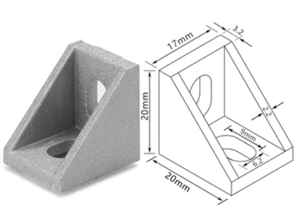 Corner-Bracket-Support-for-6mm-slot-20x20-Aluminium-Extrusion-Dimensions