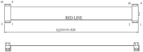 2x5 IDC ribbon cable dimensions