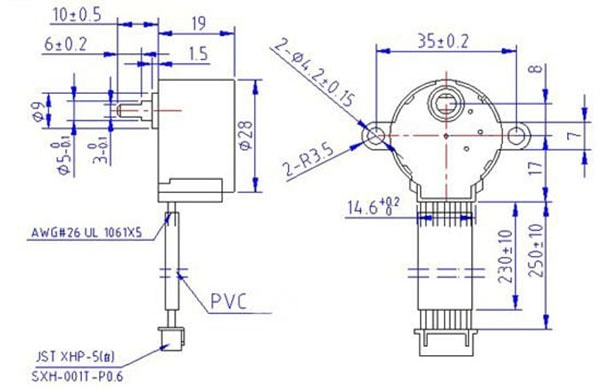 Stepper Motor, Small Reduction, 512 Steps, 150g.cm Dimensions