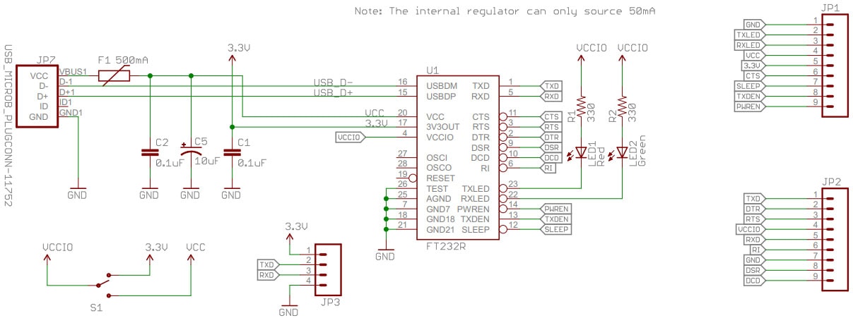 USB to Serial Breakout - FT232RL Schematic