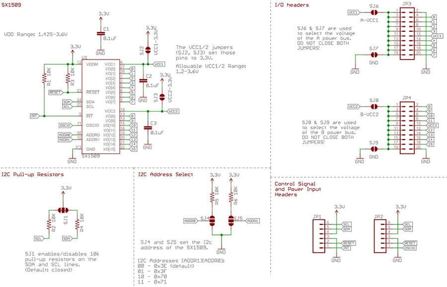 16 Output I/O Expander Breakout Schematic