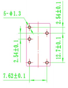 Relay SPDT Sealed 12V, 5A (@250VAC, 30VDC) PCB Land Pattern