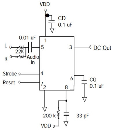 Graphic Equalizer Display Filter - MSGEQ7 - Circuit