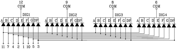 7-Segment Display Circuit Diagram - common cathode