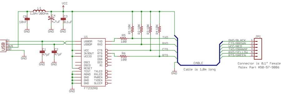 USB to Serial TTL Cable 5V Schematic