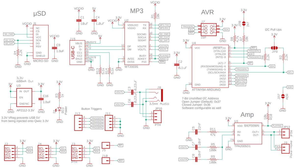Qwiic MP3 Trigger Schematic