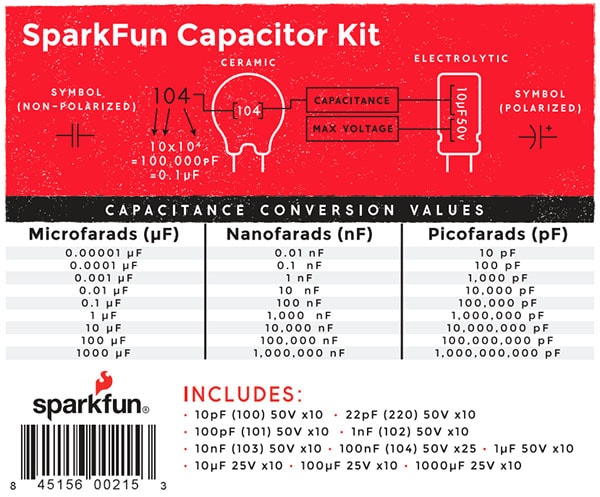 Sparkfun Capacitor Kit Label KIT-13698