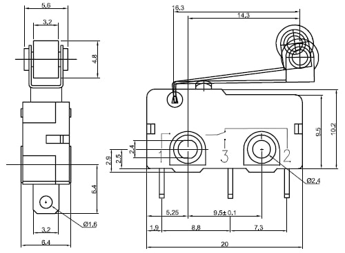 Snap-Action Switch Engineering Drawing