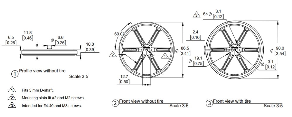 90x10mm Wheel Pololu Dimensions