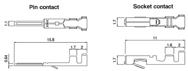JST RCY CONNECTOR dimensions