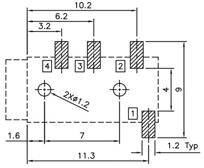 TRRS Headphone socket Recommended PCB land pattern