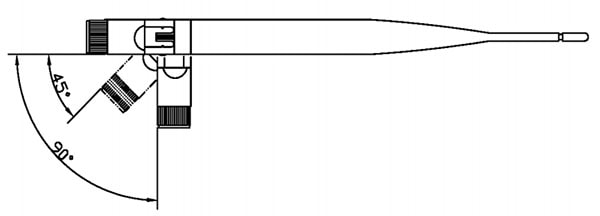2.4Ghz Duck Antenna Angle drawing
