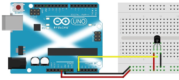 Connecting a TMP36 Temperature Sensor with an Arduino